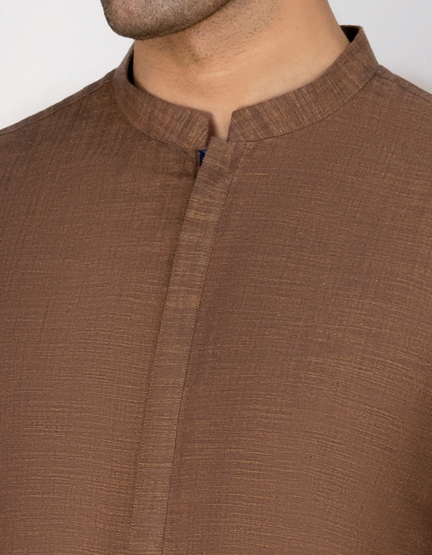 HATCHED RUST COTTON KAMEEZ SHALWAR | JJKS-A-US-36963/S23/JJ8664-PN - Image 2