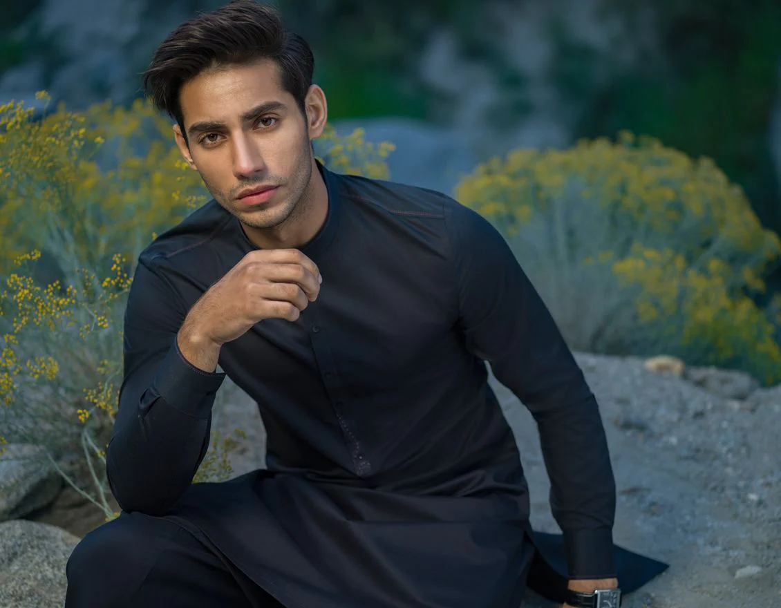 BLACK KAMEEZ SHALWAR | JJKS-A-US-37554/W21/JJ7237-CL - Image 3
