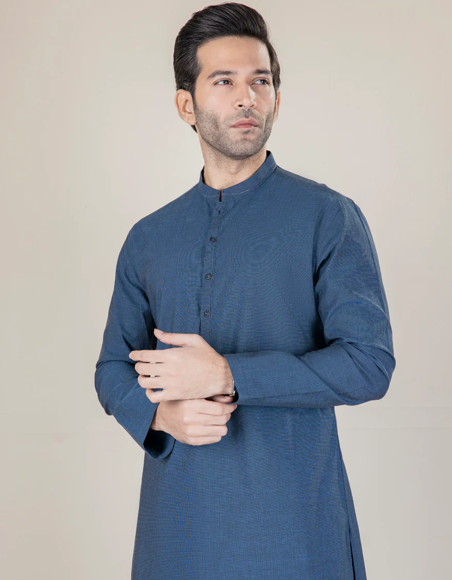 BLUE COTTON KAMEEZ SHALWAR | JJKS-A-US-37693/S23/JJ8697-CL - Image 2
