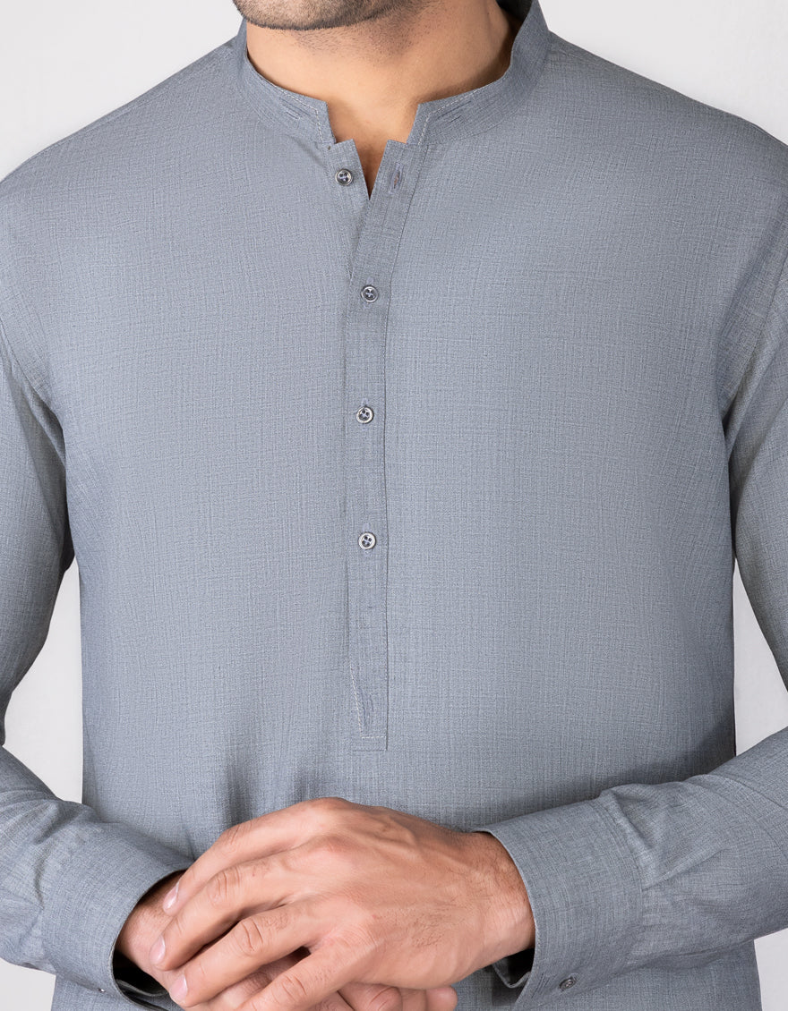 GREY COTTON KAMEEZ SHALWAR | JJKS-A-US-37696/S23/JJ7673-CL - Image 2