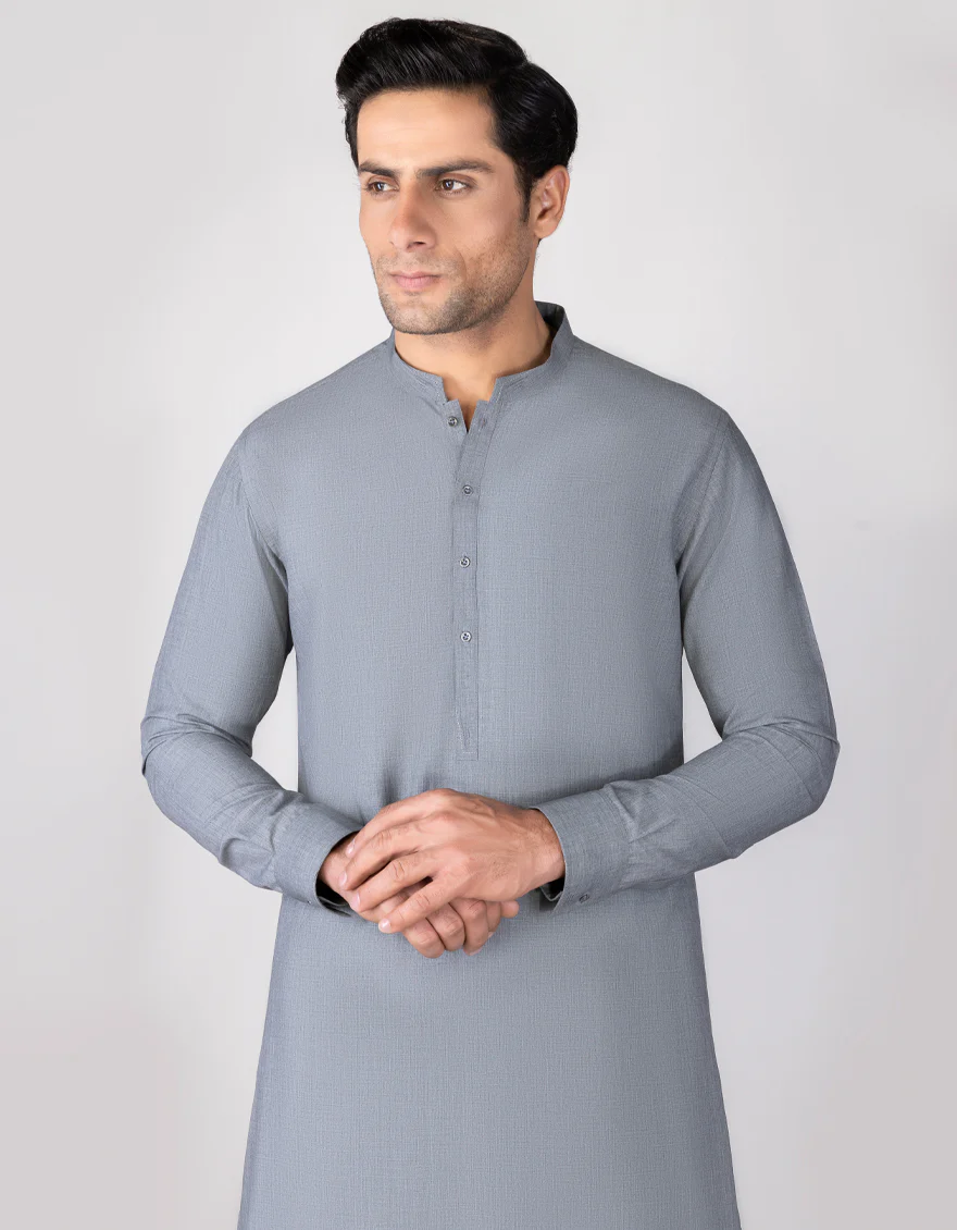 GREY COTTON KAMEEZ SHALWAR | JJKS-A-US-37696/S23/JJ7673-CL - Image 3