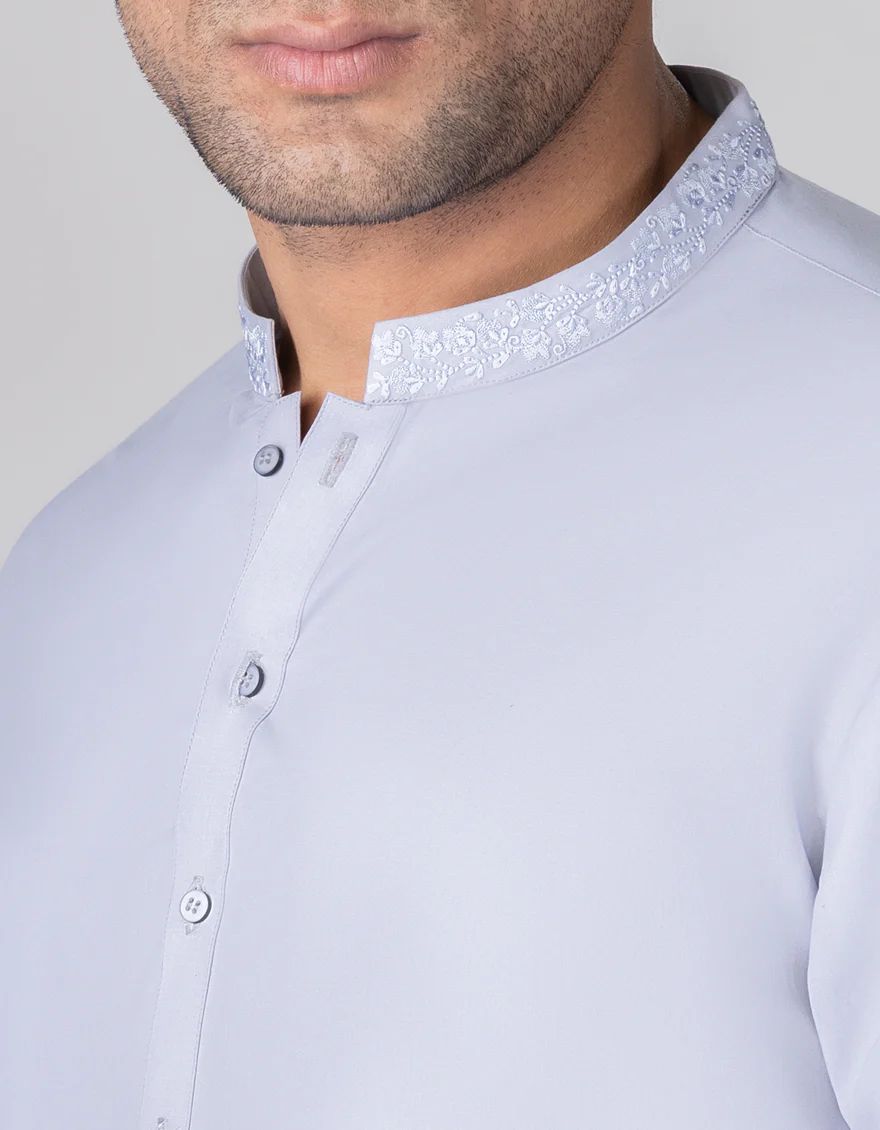 LIGHT GREY BLENDED KAMEEZ SHALWAR | JJKS-A-US-37720/S23/JJ8727-SF - Image 2