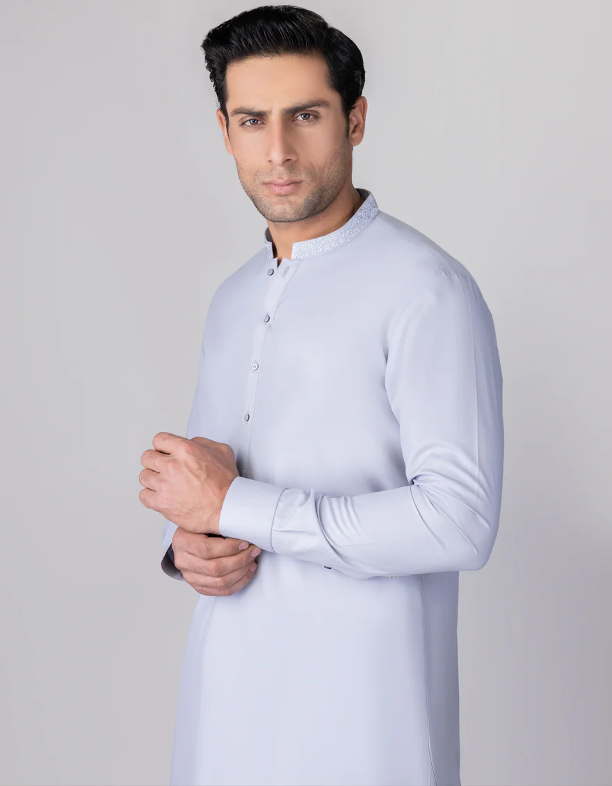 LIGHT GREY BLENDED KAMEEZ SHALWAR | JJKS-A-US-37720/S23/JJ8727-SF - Image 3