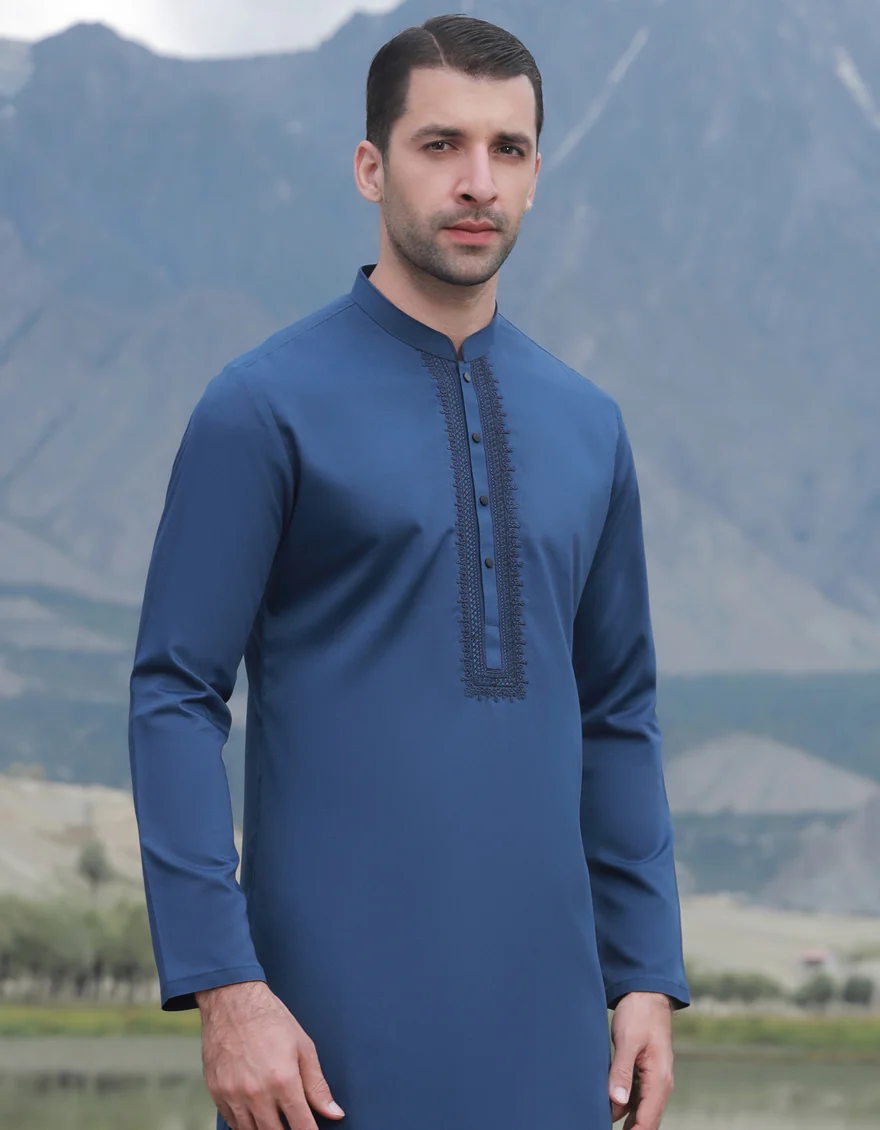D-BLUE BLENDED KAMEEZ SHALWAR | JJKS-A-US-37788/S23/JJ8950-SF - Image 2