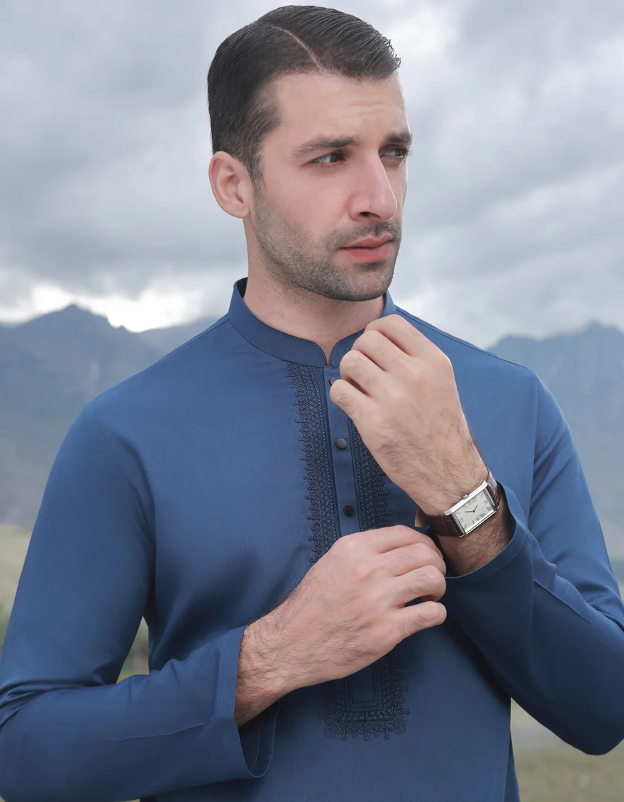 D-BLUE BLENDED KAMEEZ SHALWAR | JJKS-A-US-37788/S23/JJ8950-SF - Image 4