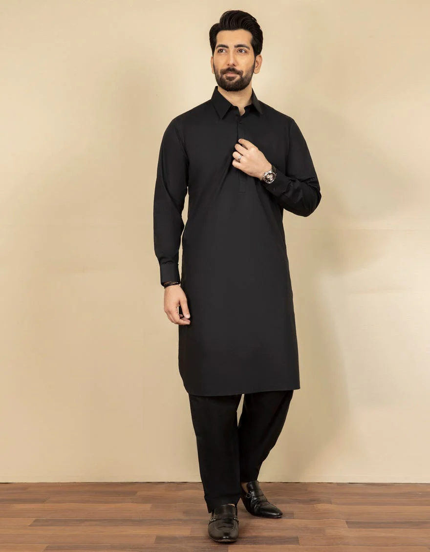 BLACK COTTON KAMEEZ SHALWAR | JJKS-A-US-40263-R2/S23/JJ8776-PN