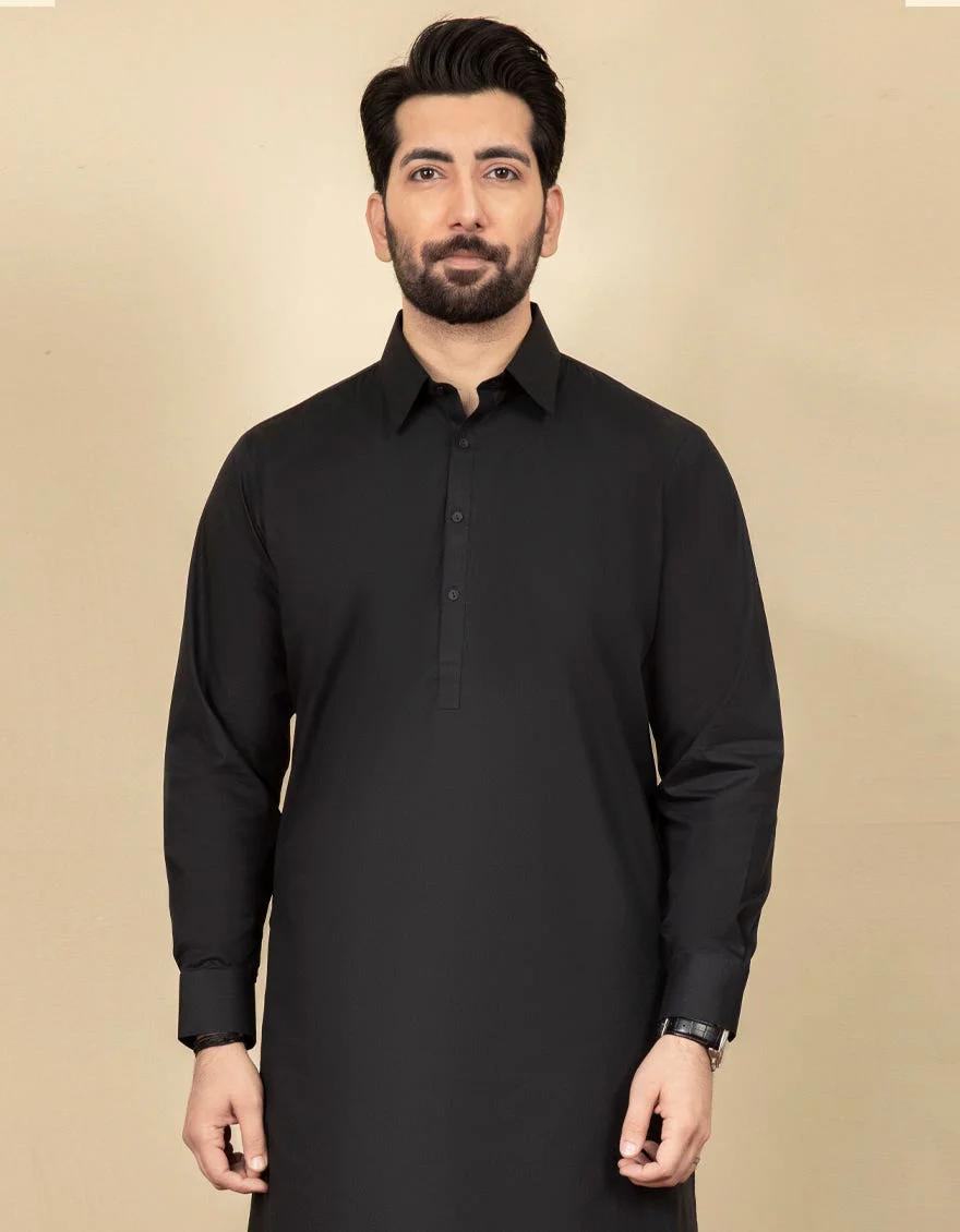 BLACK COTTON KAMEEZ SHALWAR | JJKS-A-US-40263-R2/S23/JJ8776-PN - Image 3
