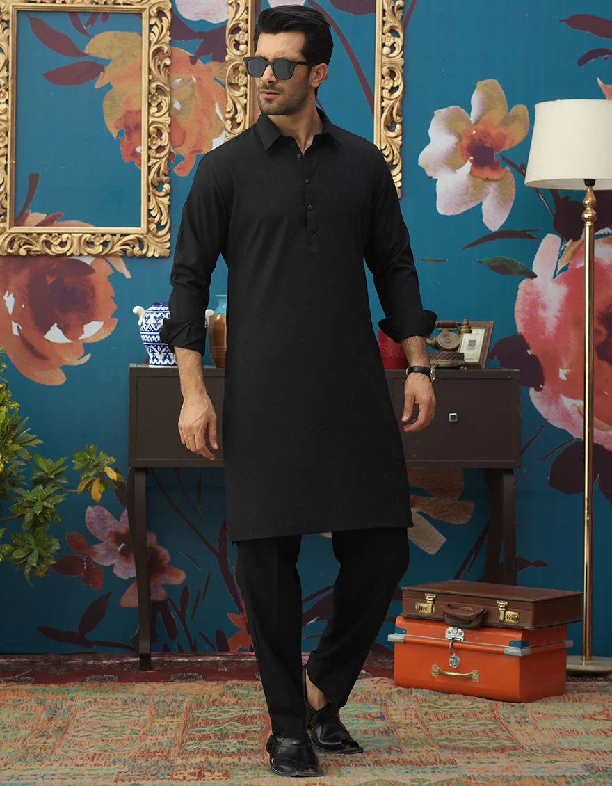 BLACK KAMEEZ SHALWAR | JJKS-A-US-42181/S21/JJ7445-PN - Image 2