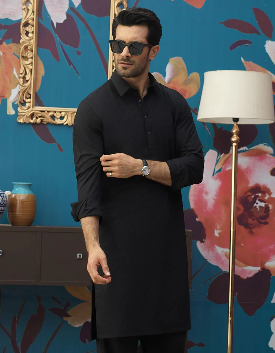 BLACK KAMEEZ SHALWAR | JJKS-A-US-42181/S21/JJ7445-PN - Image 3