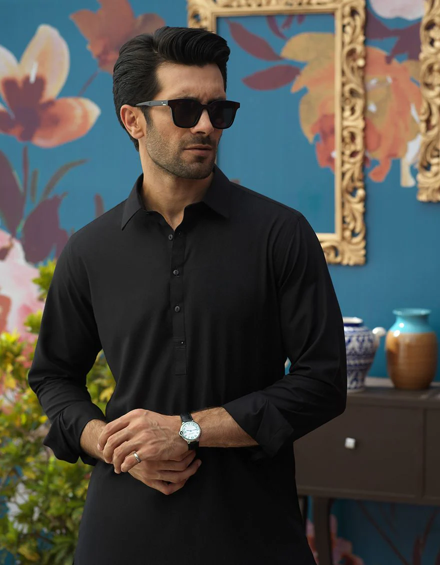 BLACK KAMEEZ SHALWAR | JJKS-A-US-42181/S21/JJ7445-PN - Image 4