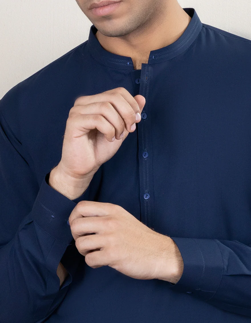 NAVY BLUE BLENDED KAMEEZ SHALWAR | JJKS-A-US-42322/S22/JJ8121-CL - Image 2