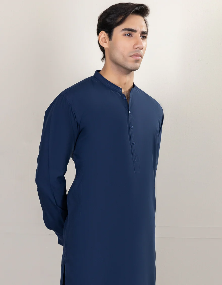 NAVY BLUE BLENDED KAMEEZ SHALWAR | JJKS-A-US-42322/S22/JJ8121-CL - Image 3