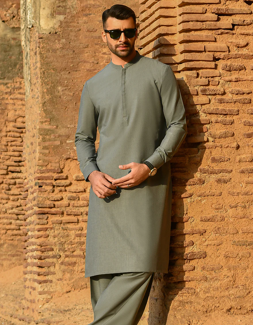 SAGE VISCOSE KAMEEZ SHALWAR | JJKS-A-US-42328/S22/JJ8105-CL - Image 3