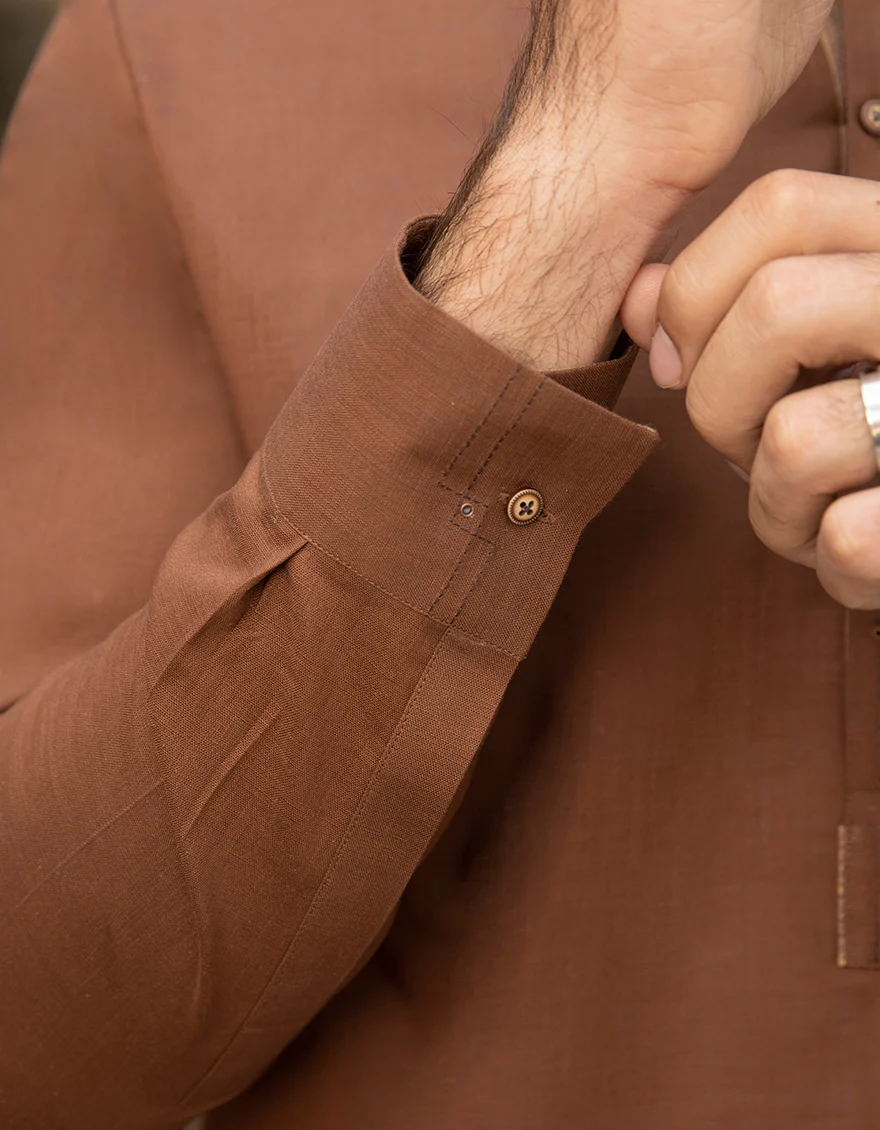 BROWN COTTON KAMEEZ SHALWAR | JJKS-A-US-42335/S22/JJ8106-CL - Image 2
