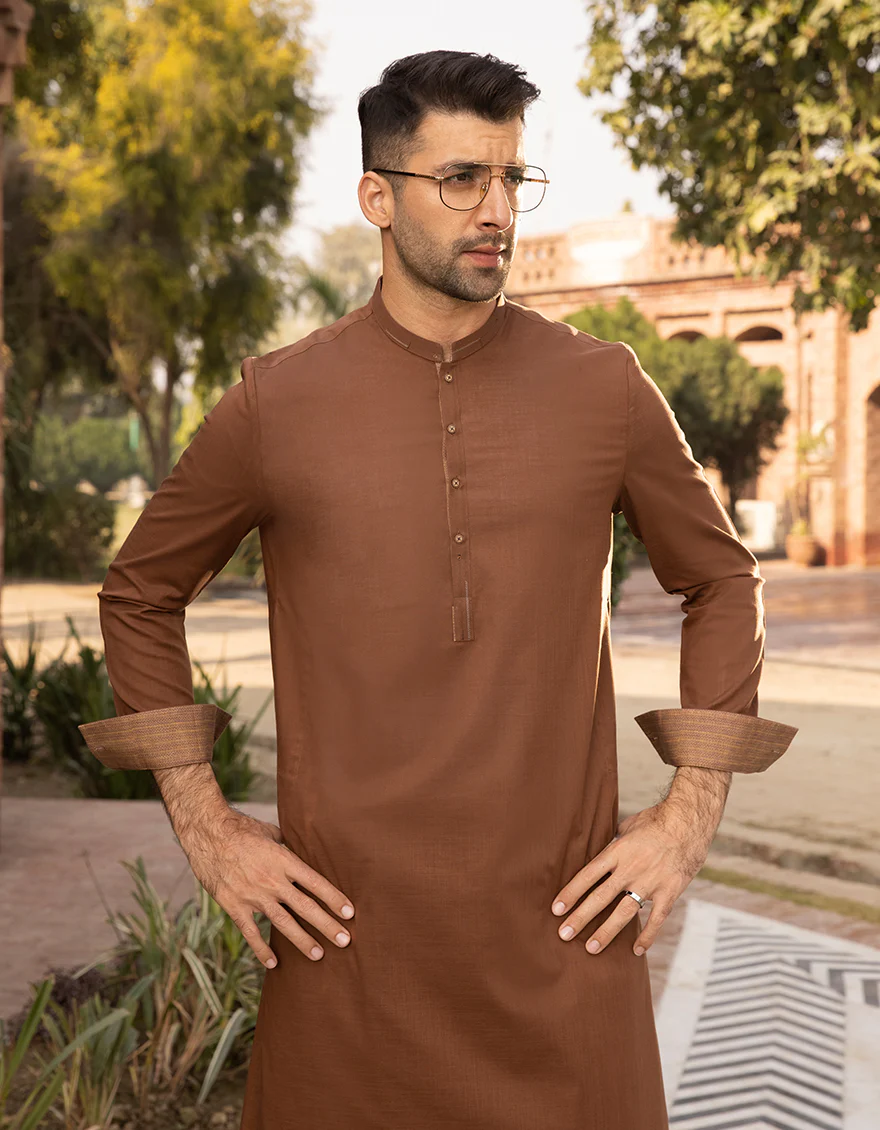 BROWN COTTON KAMEEZ SHALWAR | JJKS-A-US-42335/S22/JJ8106-CL - Image 4