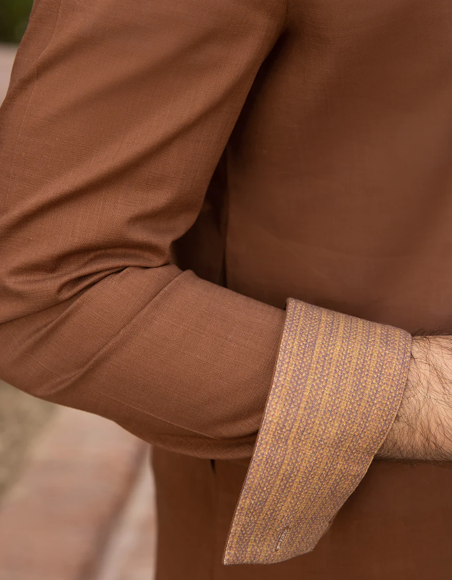 BROWN COTTON KAMEEZ SHALWAR | JJKS-A-US-42335/S22/JJ8106-CL - Image 5