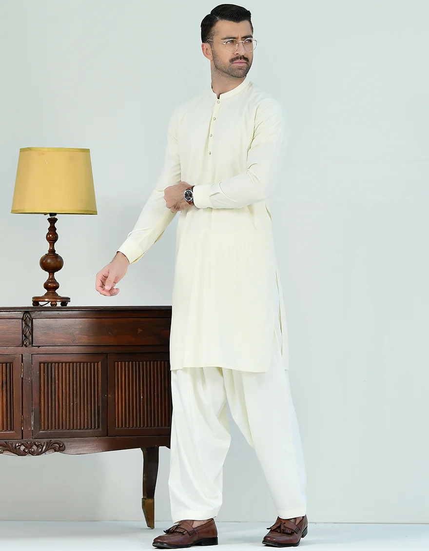CREAM BLENDED KAMEEZ SHALWAR | JJKS-A-US-42388/S22/JJ7196-CL - Image 3