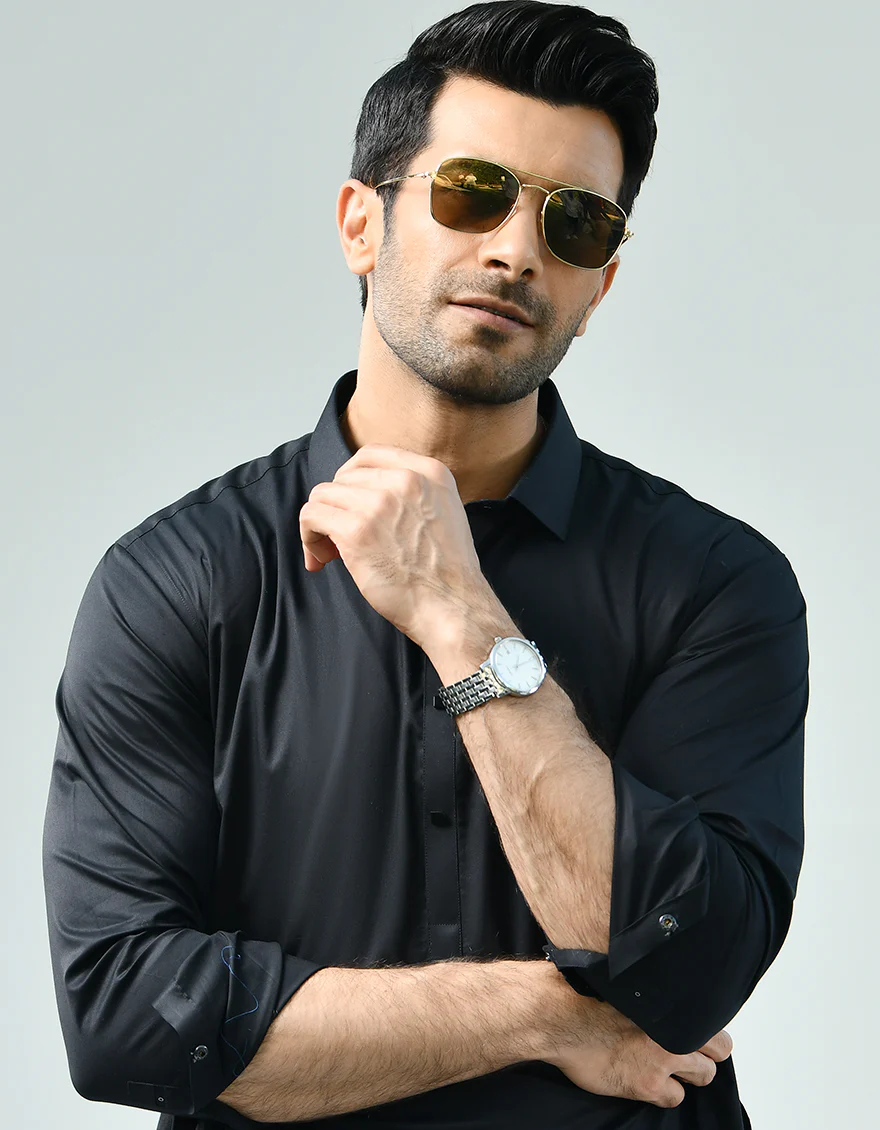 BLACK COTTON KAMEEZ SHALWAR | JJKS-A-US-42389/S22/JJ7544-CL - Image 2