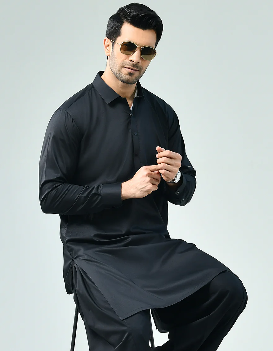 BLACK COTTON KAMEEZ SHALWAR | JJKS-A-US-42389/S22/JJ7544-CL - Image 3