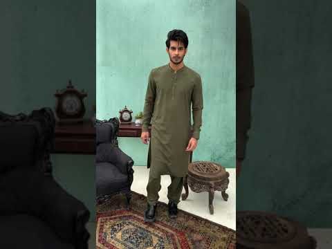 ARMY GREEN KAMEEZ SHALWAR | JJKS-A-US-43012/S21/JJ7480-CL - Image 4