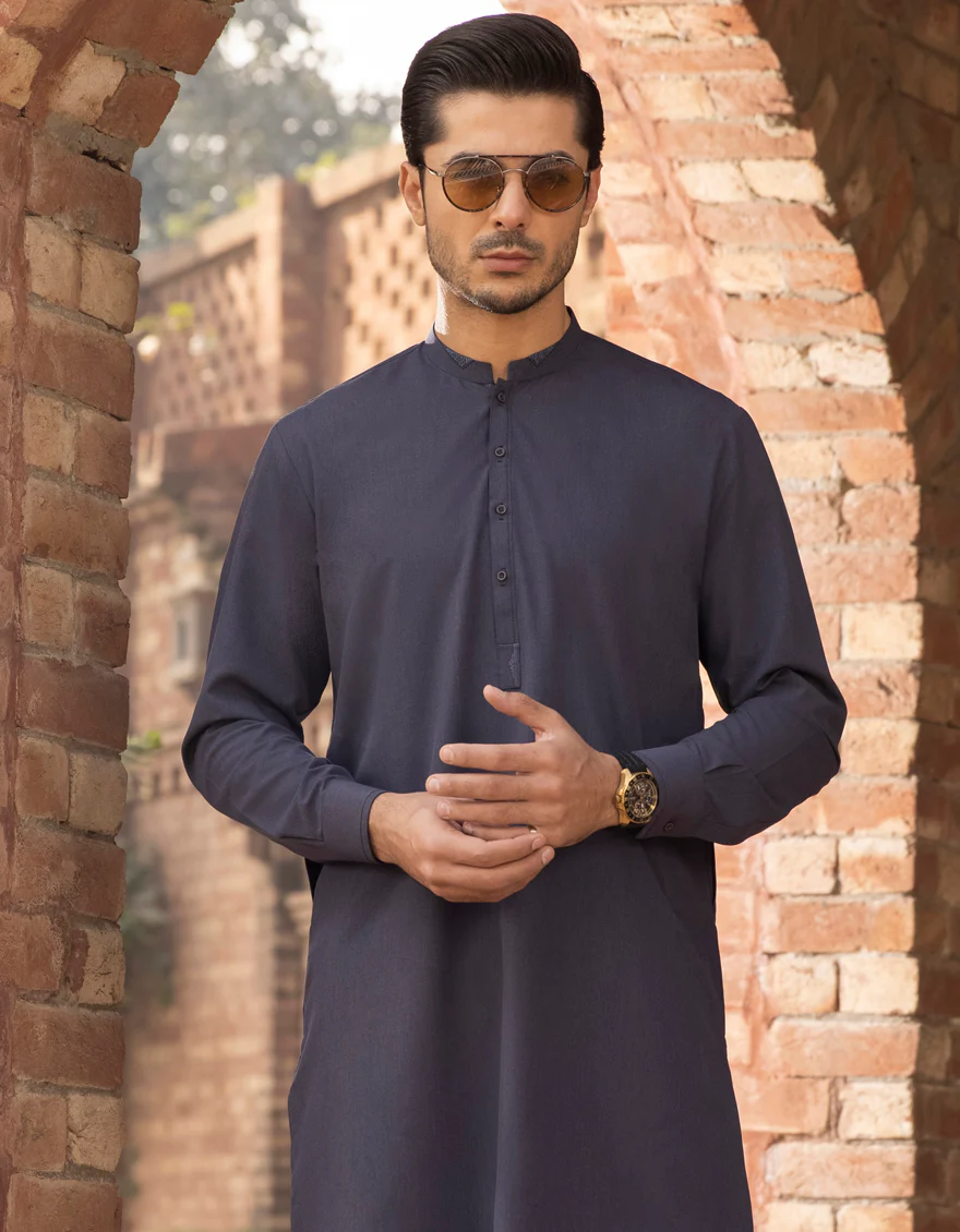 DENIM BLUE VISCOSE KAMEEZ SHALWAR | JJKS-A-US-43068/S22/JJ8105-CL - Image 2