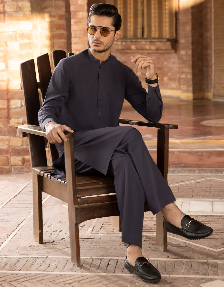 DENIM BLUE VISCOSE KAMEEZ SHALWAR | JJKS-A-US-43068/S22/JJ8105-CL - Image 4