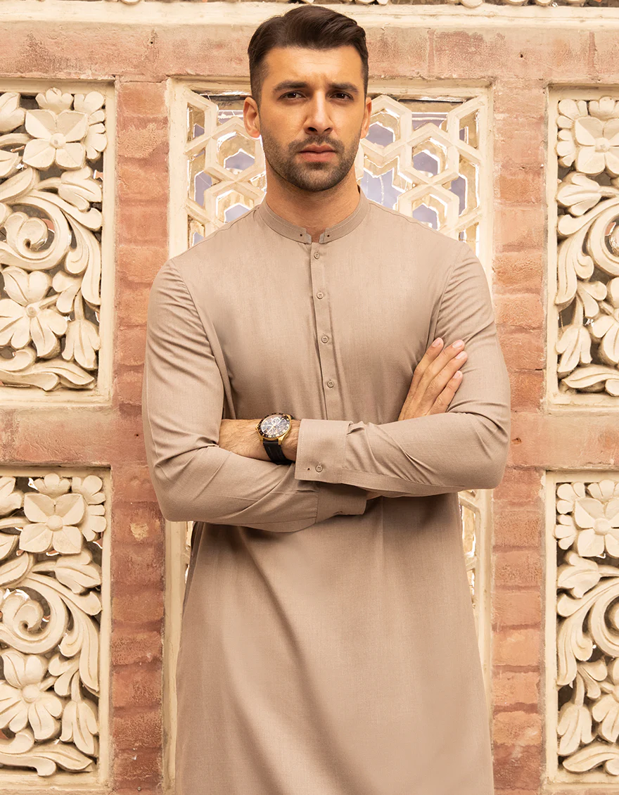 LIGHT BROWN BLENDED KAMEEZ SHALWAR | JJKS-A-US-43069/S22/JJ8154-CL - Image 2