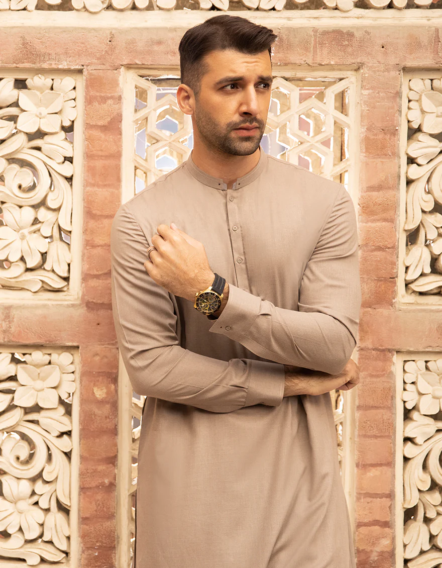 LIGHT BROWN BLENDED KAMEEZ SHALWAR | JJKS-A-US-43069/S22/JJ8154-CL - Image 3