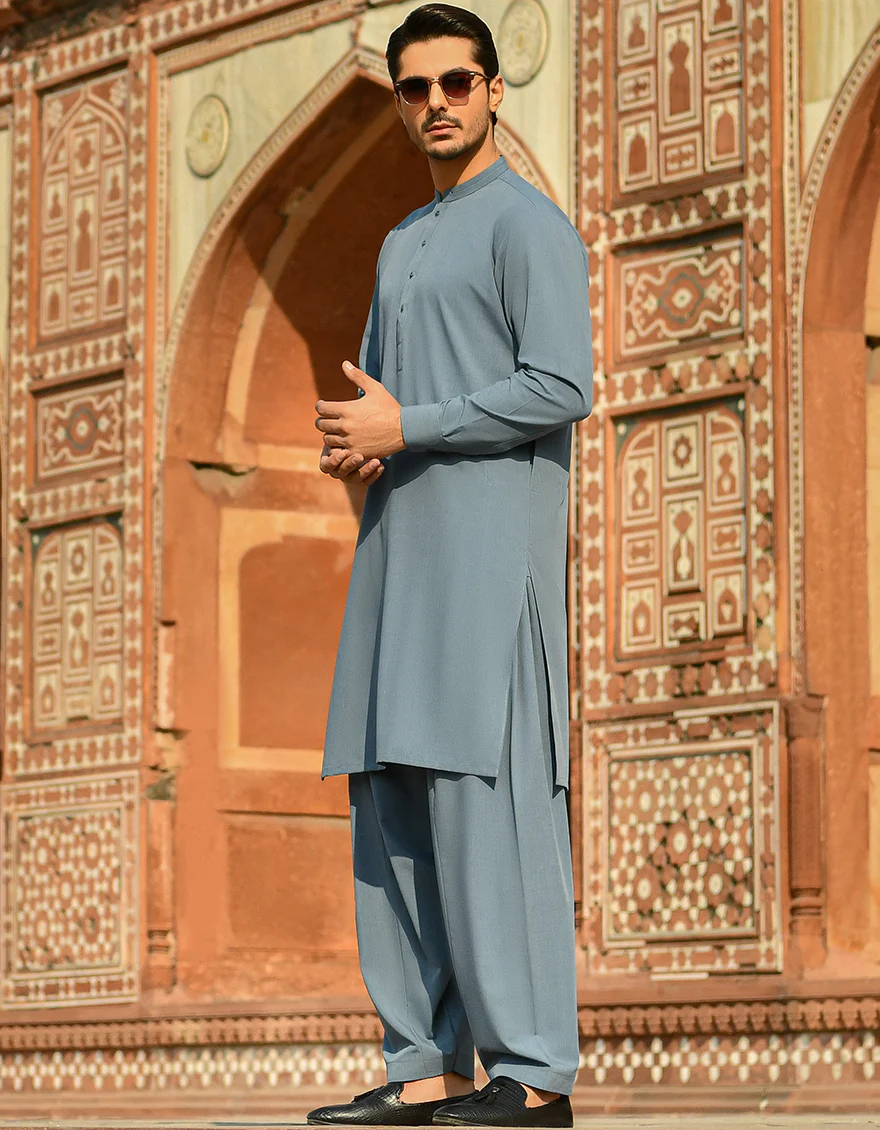 SAPPHIRE BLUE VISCOSE KAMEEZ SHALWAR | JJKS-A-US-43070/S22/JJ8122-CL - Image 3