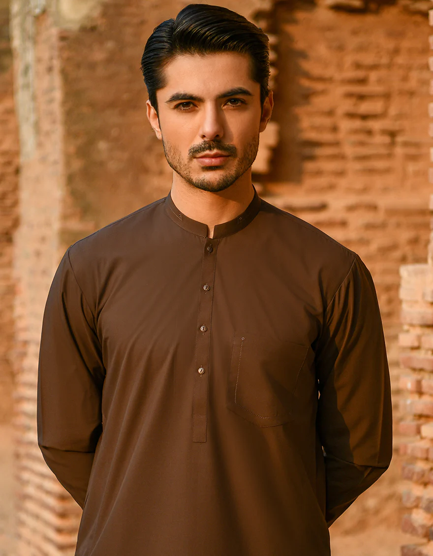 BROWN BLENDED KAMEEZ SHALWAR | JJKS-A-US-43071/S22/JJ8121-CL - Image 2