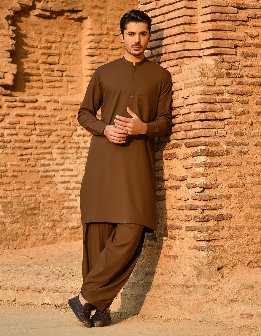 BROWN BLENDED KAMEEZ SHALWAR | JJKS-A-US-43071/S22/JJ8121-CL - Image 3
