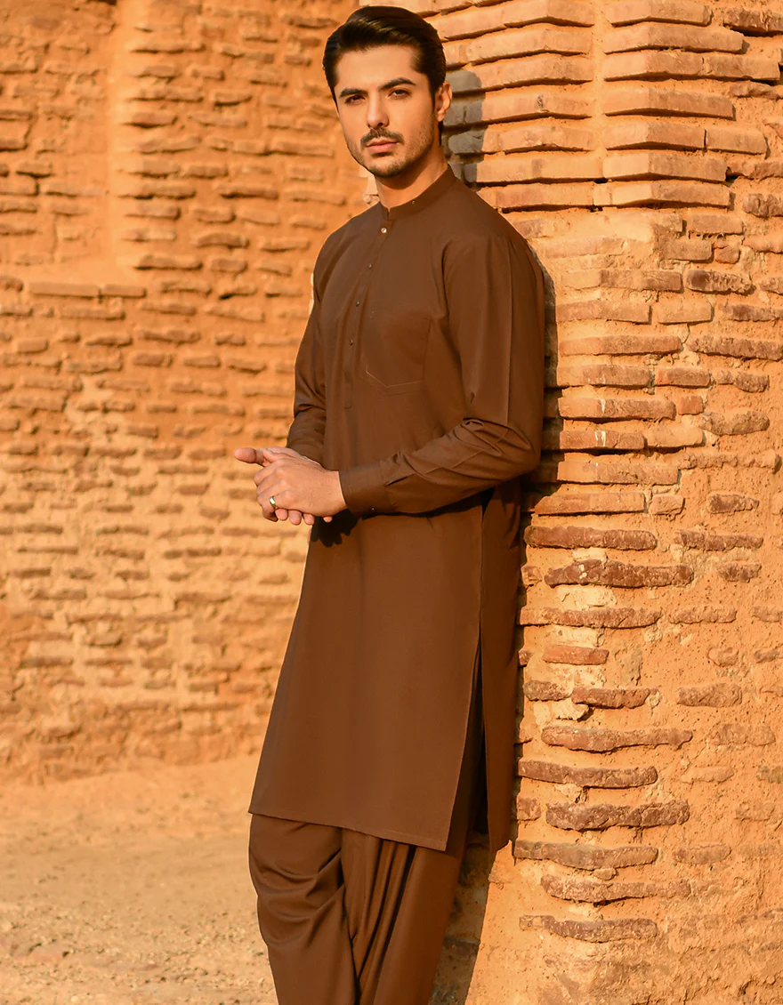 BROWN BLENDED KAMEEZ SHALWAR | JJKS-A-US-43071/S22/JJ8121-CL - Image 4