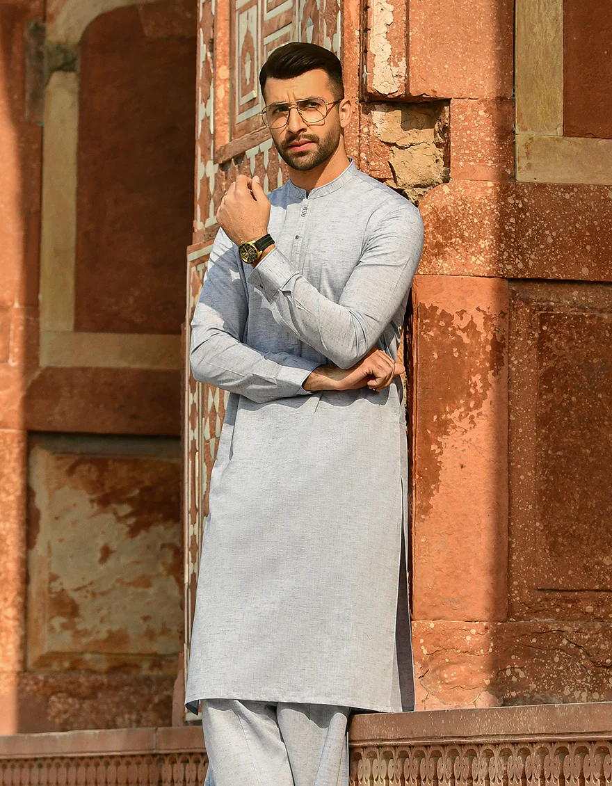 GREY VISCOSE KAMEEZ SHALWAR | JJKS-A-US-43103/S22/JJ8123-CL - Image 2