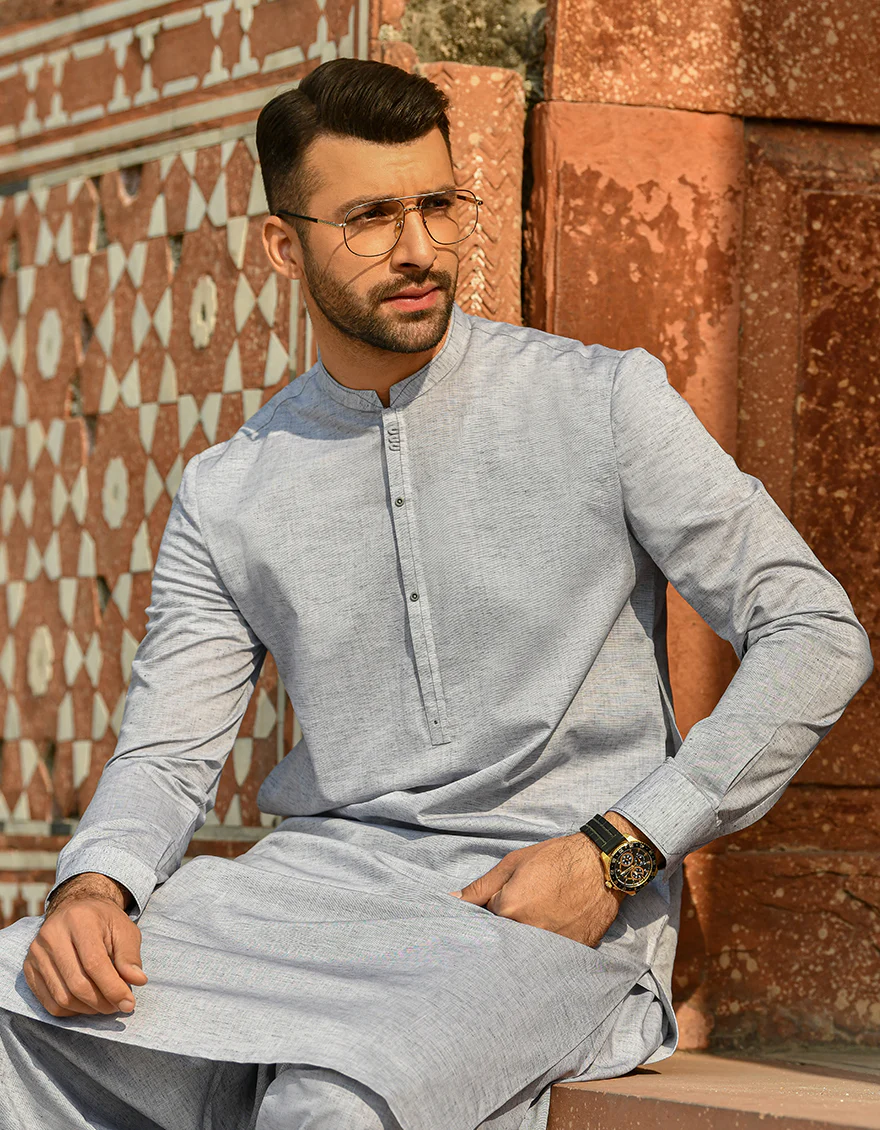 GREY VISCOSE KAMEEZ SHALWAR | JJKS-A-US-43103/S22/JJ8123-CL - Image 3