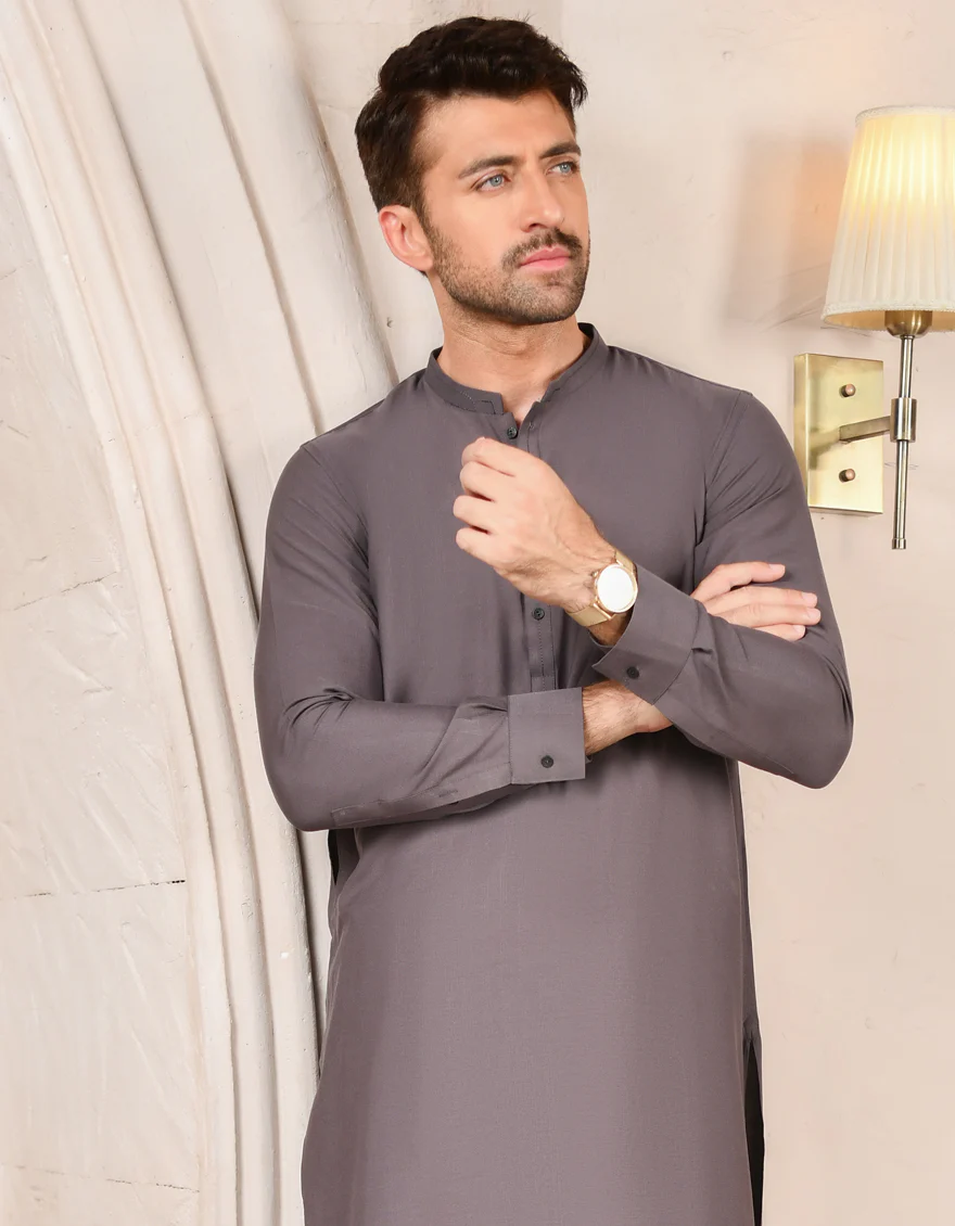 CHARCOAL GREY BLENDED KAMEEZ SHALWAR | JJKS-A-US-43105/S22/JJ8196-CL - Image 4