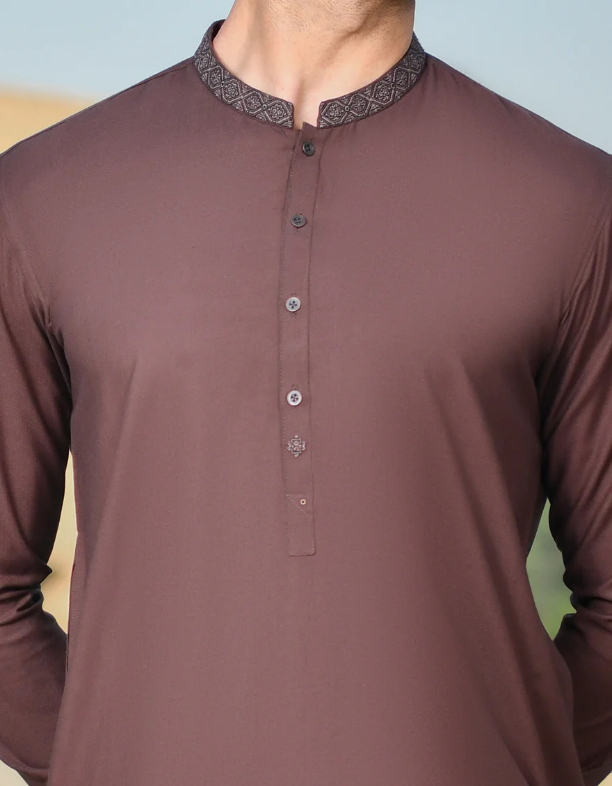 BROWN BLENDED KAMEEZ SHALWAR | JJKS-A-US-43106/S22/JJ8196-SF - Image 2