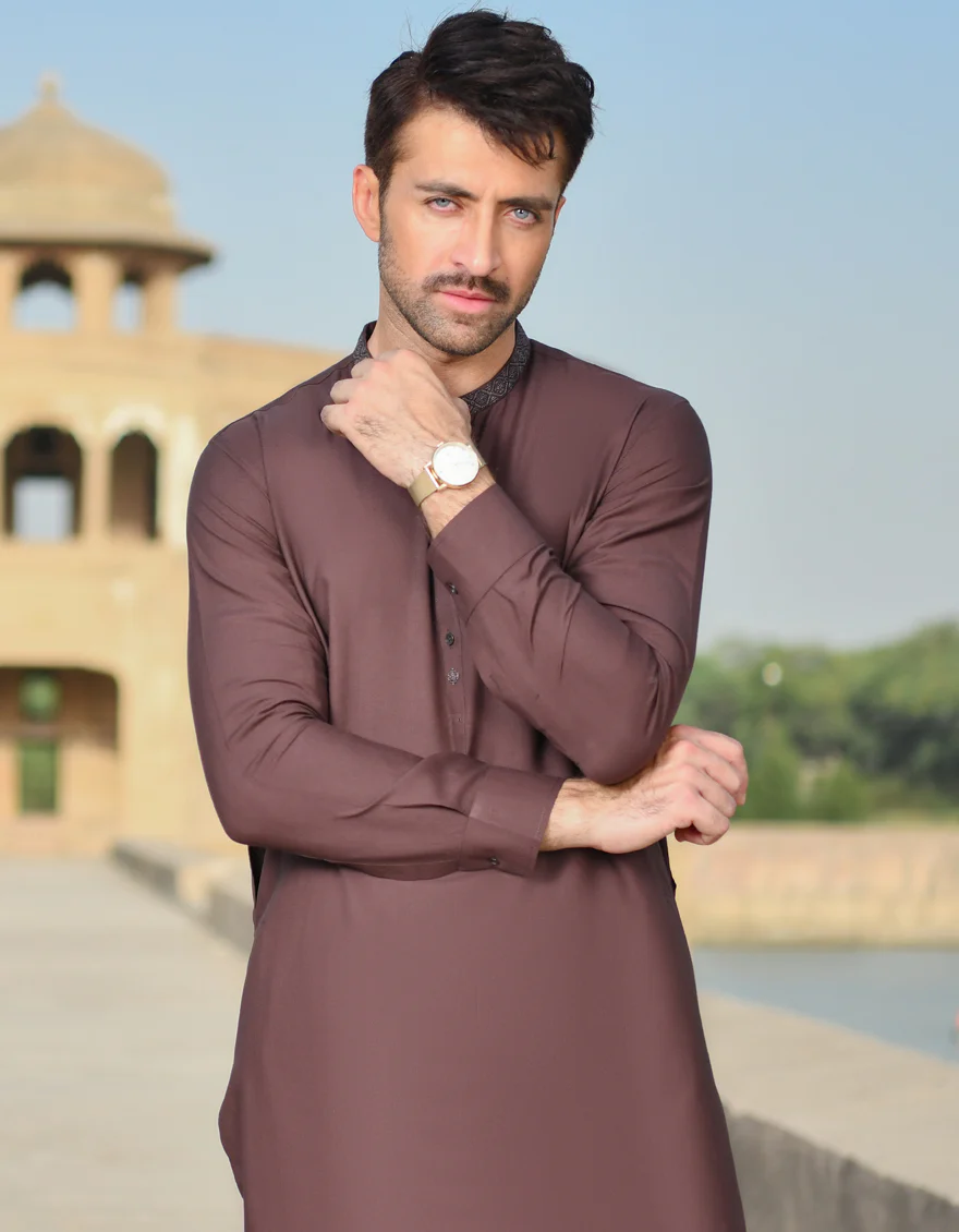 BROWN BLENDED KAMEEZ SHALWAR | JJKS-A-US-43106/S22/JJ8196-SF - Image 4