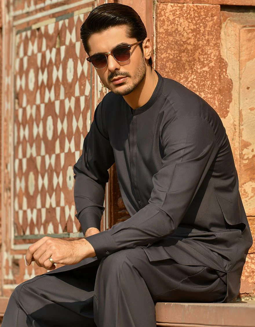 DARK GREY KAMEEZ SHALWAR | JJKS-A-US-44014/S22/JJ8111-CL - Image 2