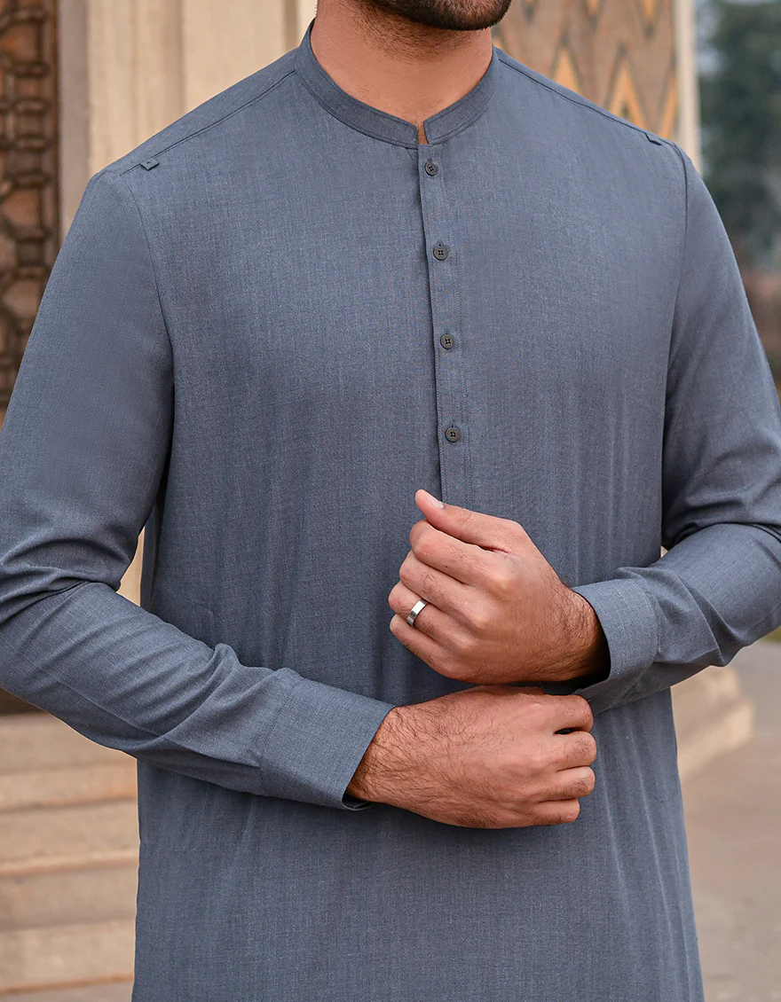 BLUISH GREY VISCOSE KAMEEZ SHALWAR | JJKS-A-US-44017/S22/JJ8107-CL - Image 2