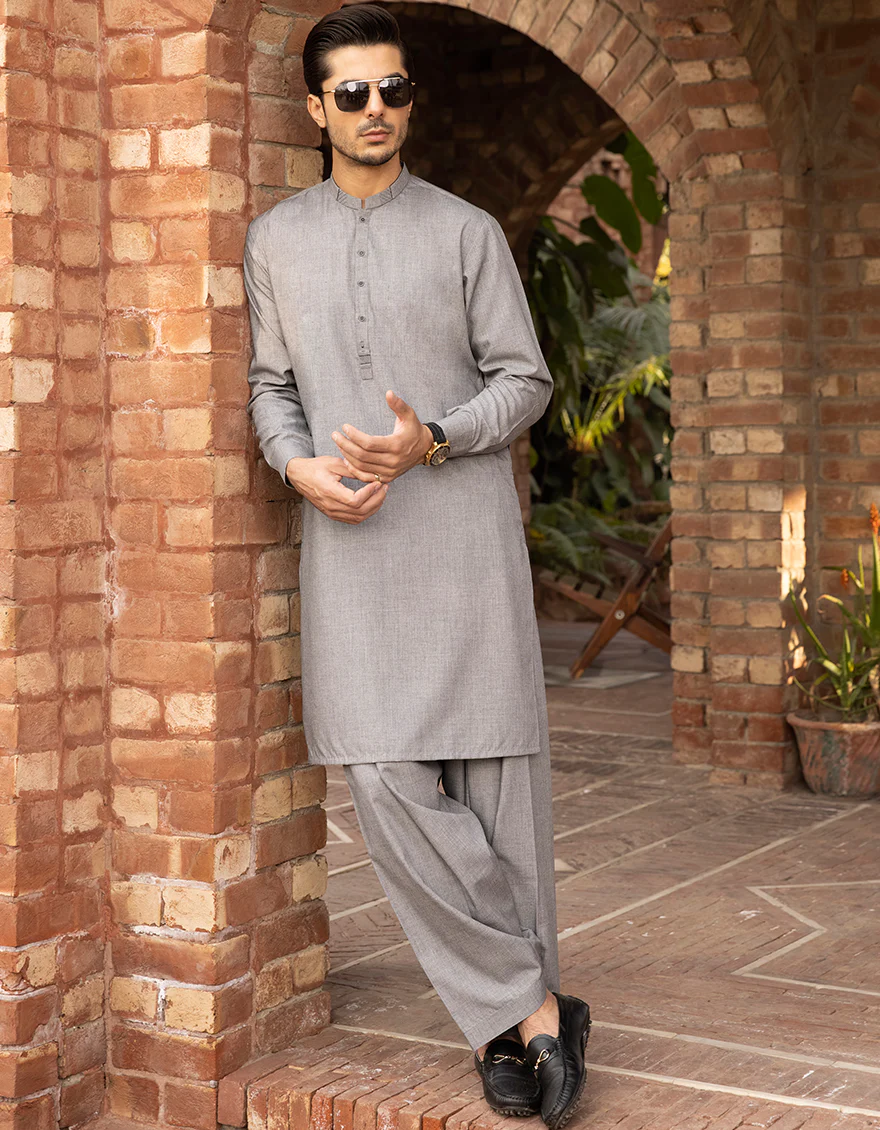 GREY VISCOSE KAMEEZ SHALWAR | JJKS-A-US-44018/S22/JJ8107-CL - Image 3