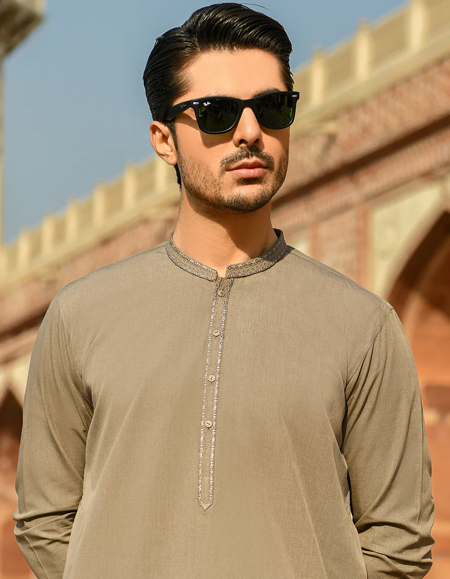 MUD BROWN VISCOSE KAMEEZ SHALWAR | JJKS-A-US-44036/S22/JJ8122-SF - Image 2