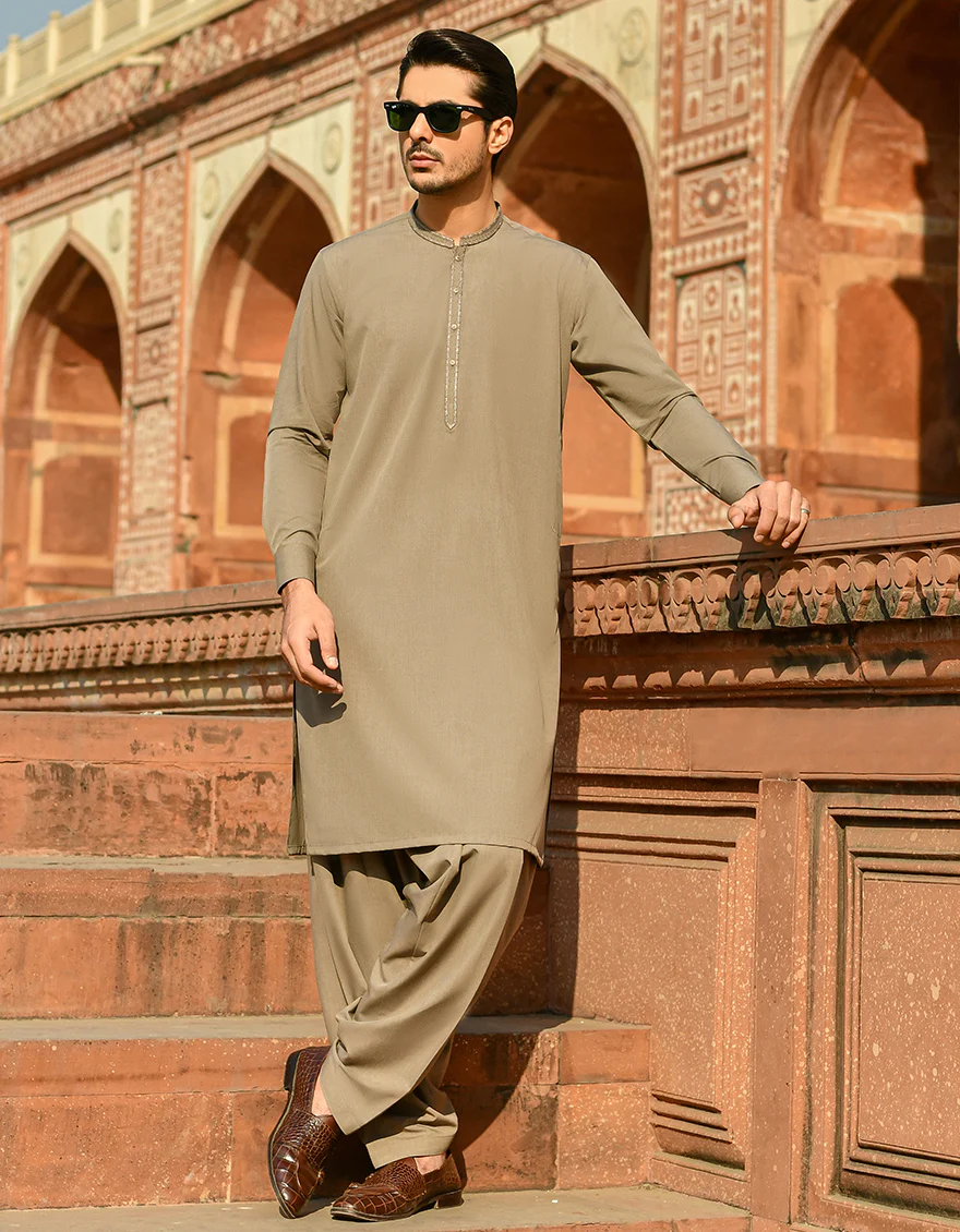 MUD BROWN VISCOSE KAMEEZ SHALWAR | JJKS-A-US-44036/S22/JJ8122-SF - Image 3