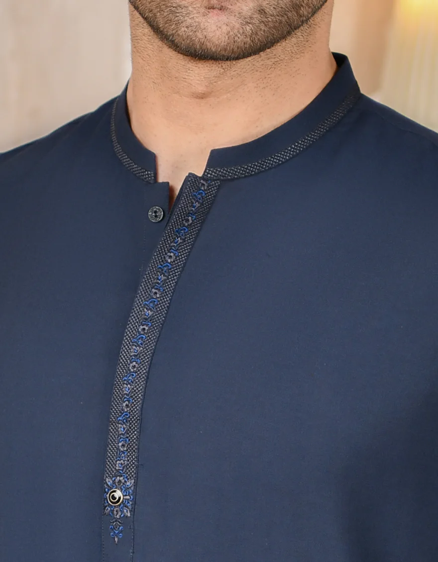 NAVY BLUE BLENDED KAMEEZ SHALWAR | JJKS-A-US-44041/S22/JJ8196-SF - Image 2