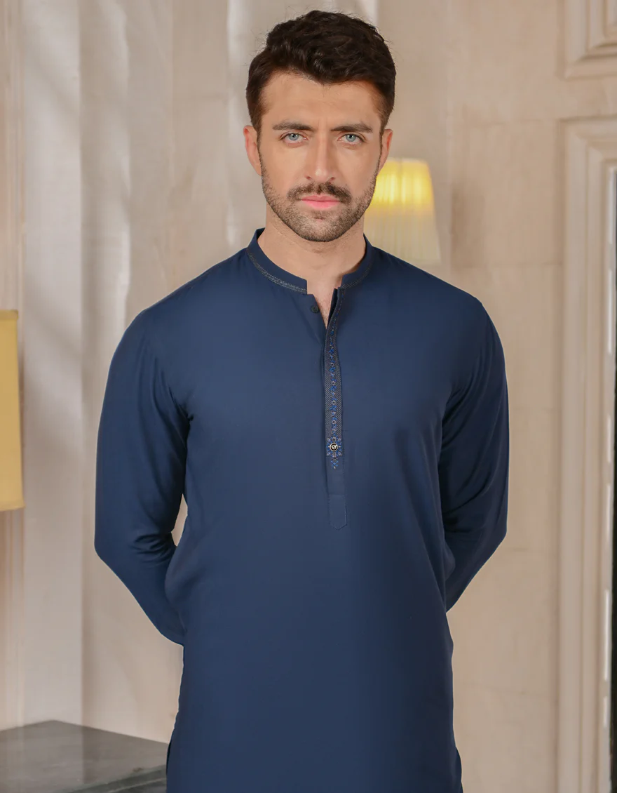 NAVY BLUE BLENDED KAMEEZ SHALWAR | JJKS-A-US-44041/S22/JJ8196-SF - Image 3