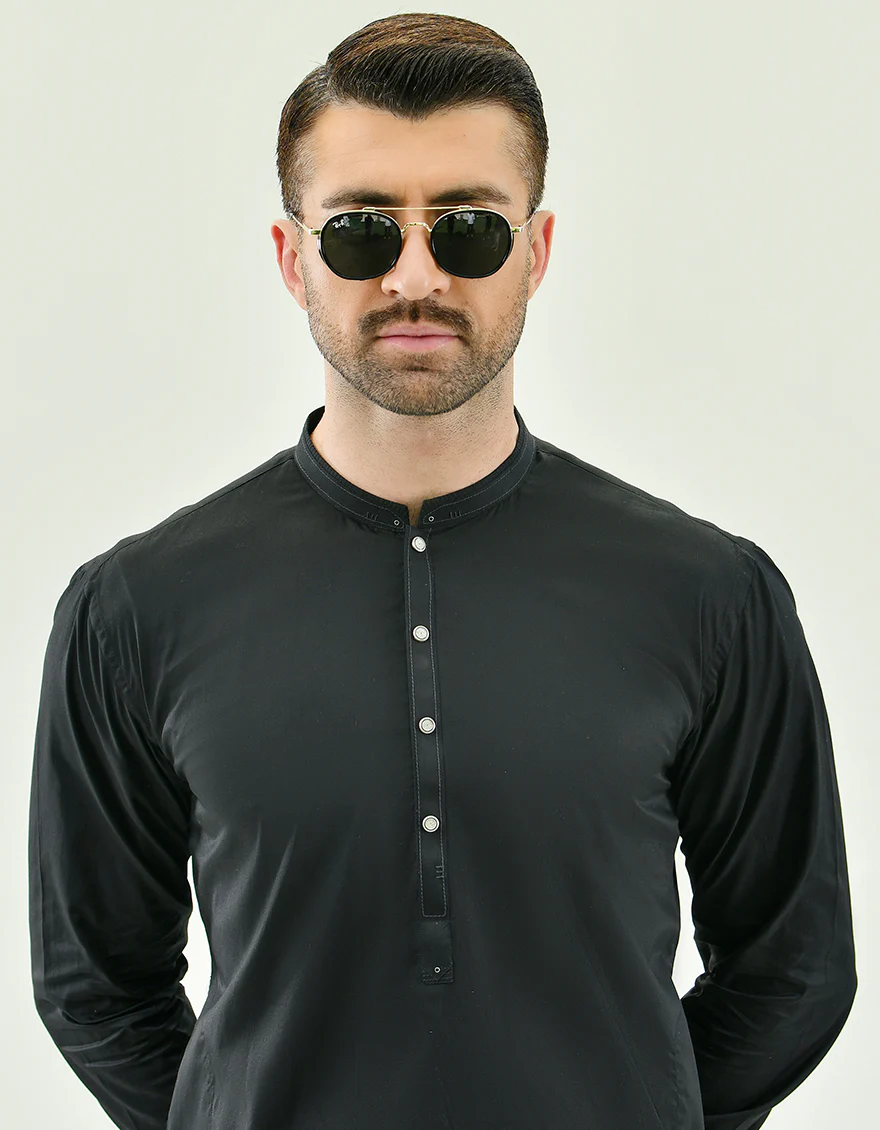BLACK COTTON KAMEEZ SHALWAR | JJKS-A-US-44086/S22/JJ7544-CL - Image 2