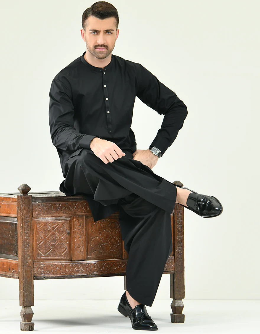 BLACK COTTON KAMEEZ SHALWAR | JJKS-A-US-44086/S22/JJ7544-CL - Image 4