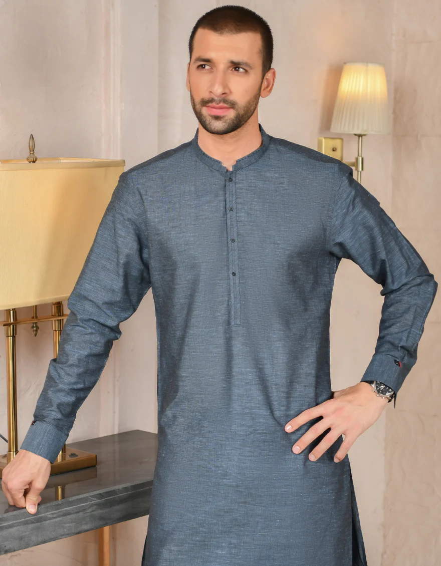 BLUE BLENDED KAMEEZ SHALWAR | JJKS-A-US-45006/S22/JJ8185-CL - Image 3