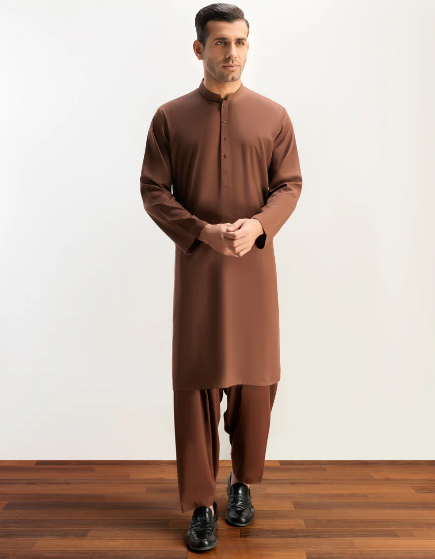 BROWN BLENDED KAMEEZ SHALWAR | JJKS-A-US-47006-R1-AP/S23/JJ8733-PN