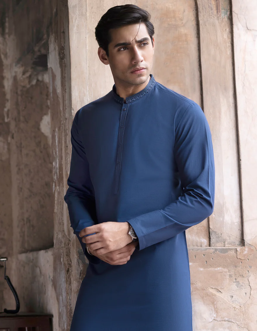 BLUE COTTON KAMEEZ SHALWAR | JJKS-A-US-47031/S23/JJ8695-SF - Image 3