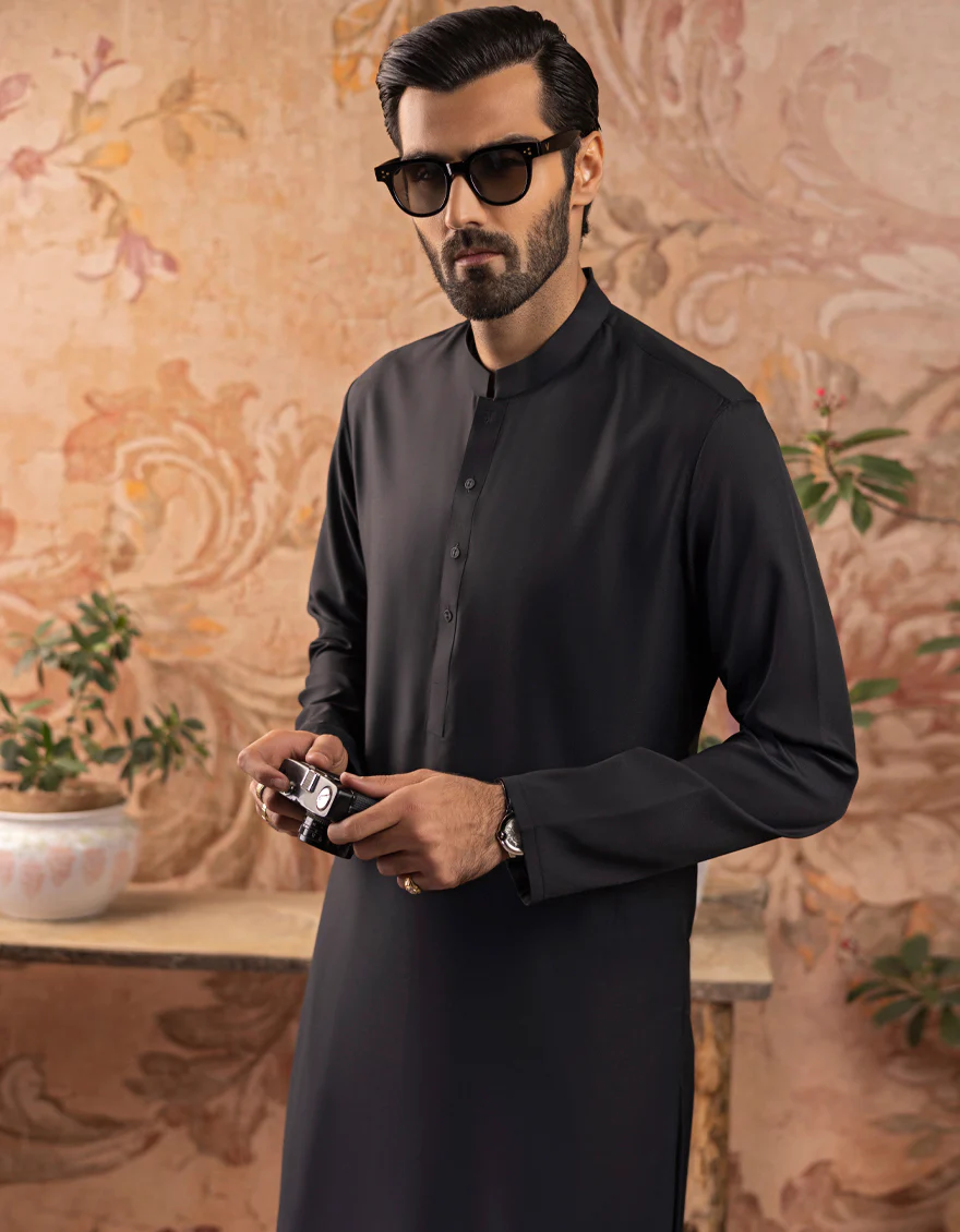 BLACK BLENDED KAMEEZ SHALWAR | JJKS-S-30778-R31-AP/ - Image 2